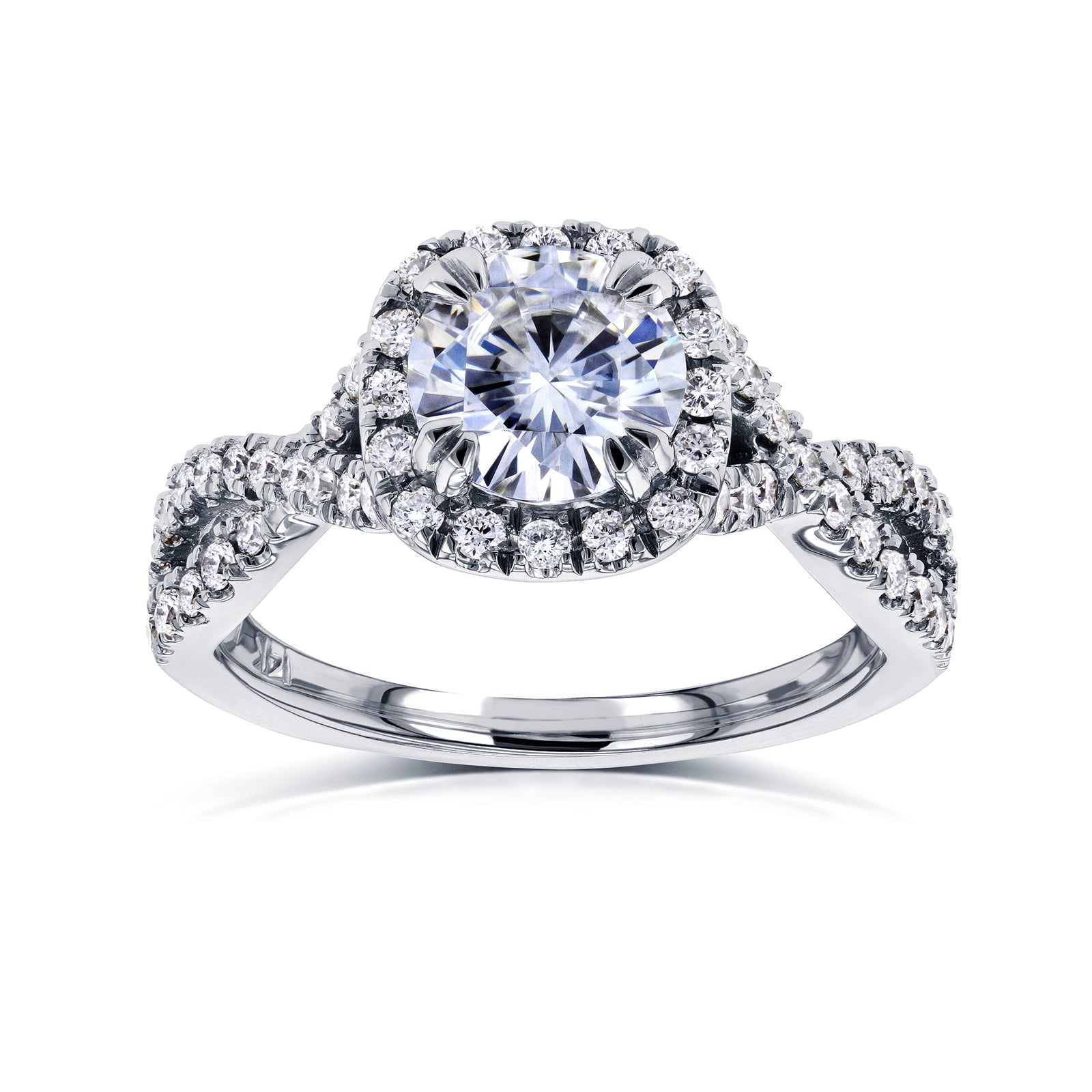 1.5 Carat Moissanite Twist Shank Ring - White
