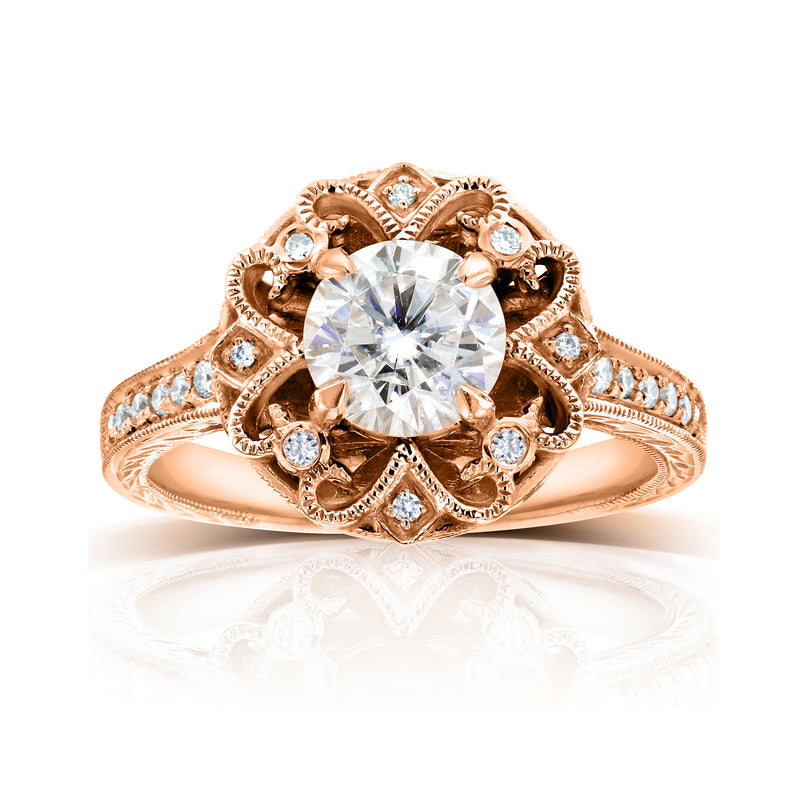 vintage style rose gold engagement ring