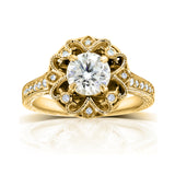 Vintage style yellow gold engagement ring