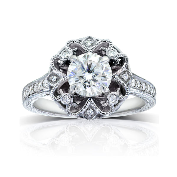 vintage style white gold engagement ring