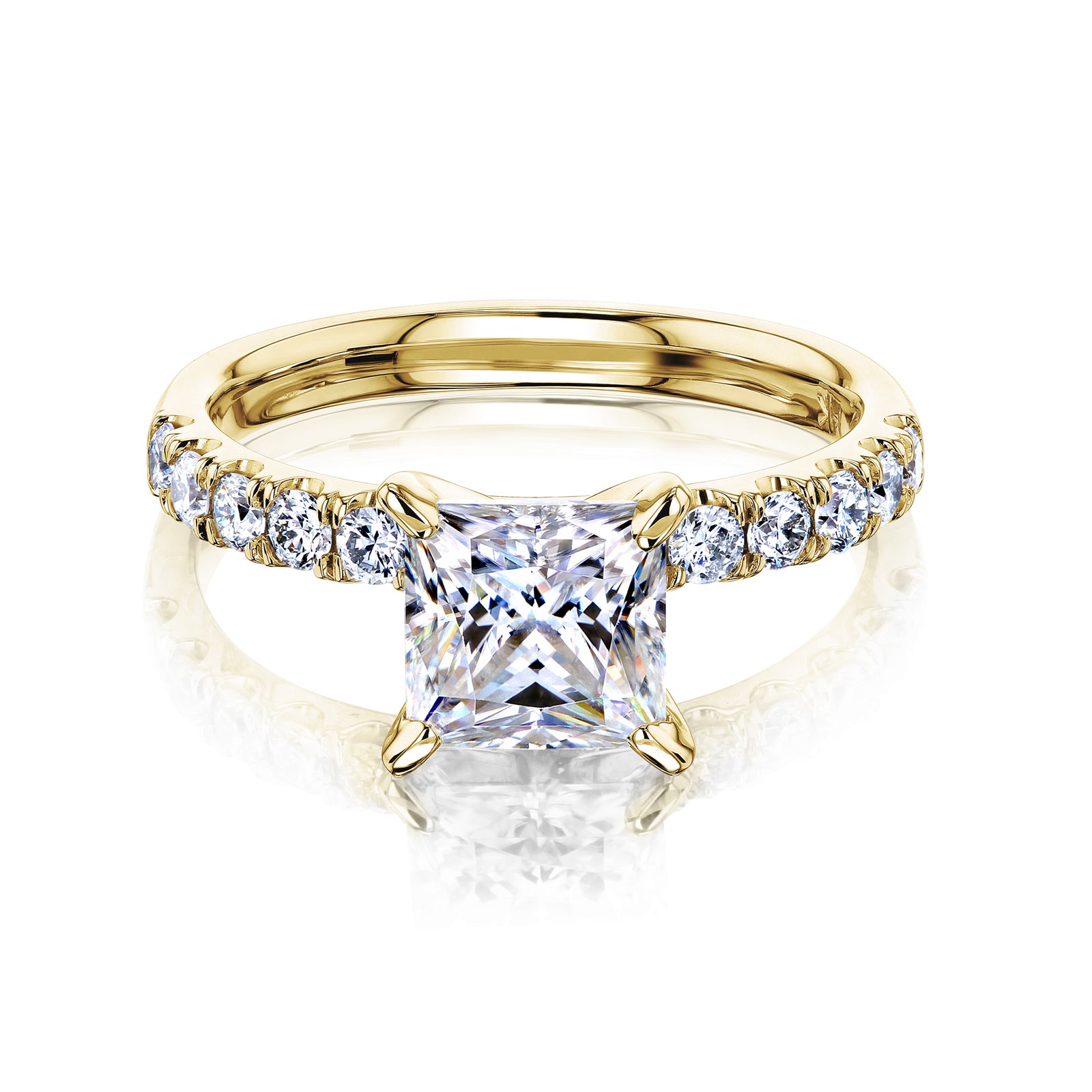 1.9 Carat Princess Lyon Ring - yellow gold option