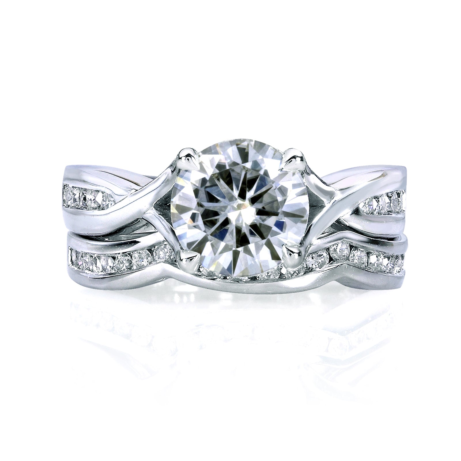 1.4 Carat Moissanite Cross Shank Bridal Set