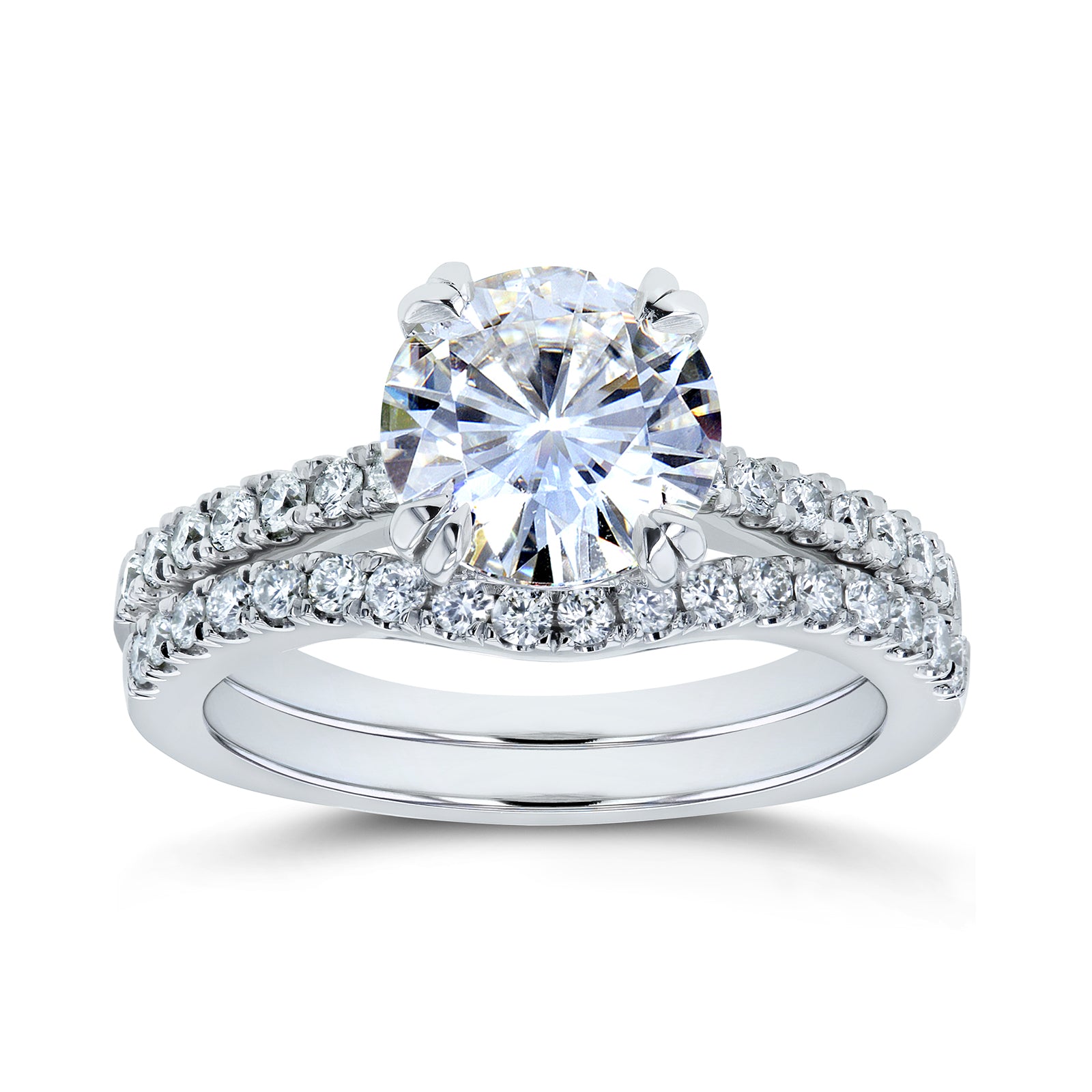 1.9 Carat Lab Grown Diamond Tiffany Bridal Set