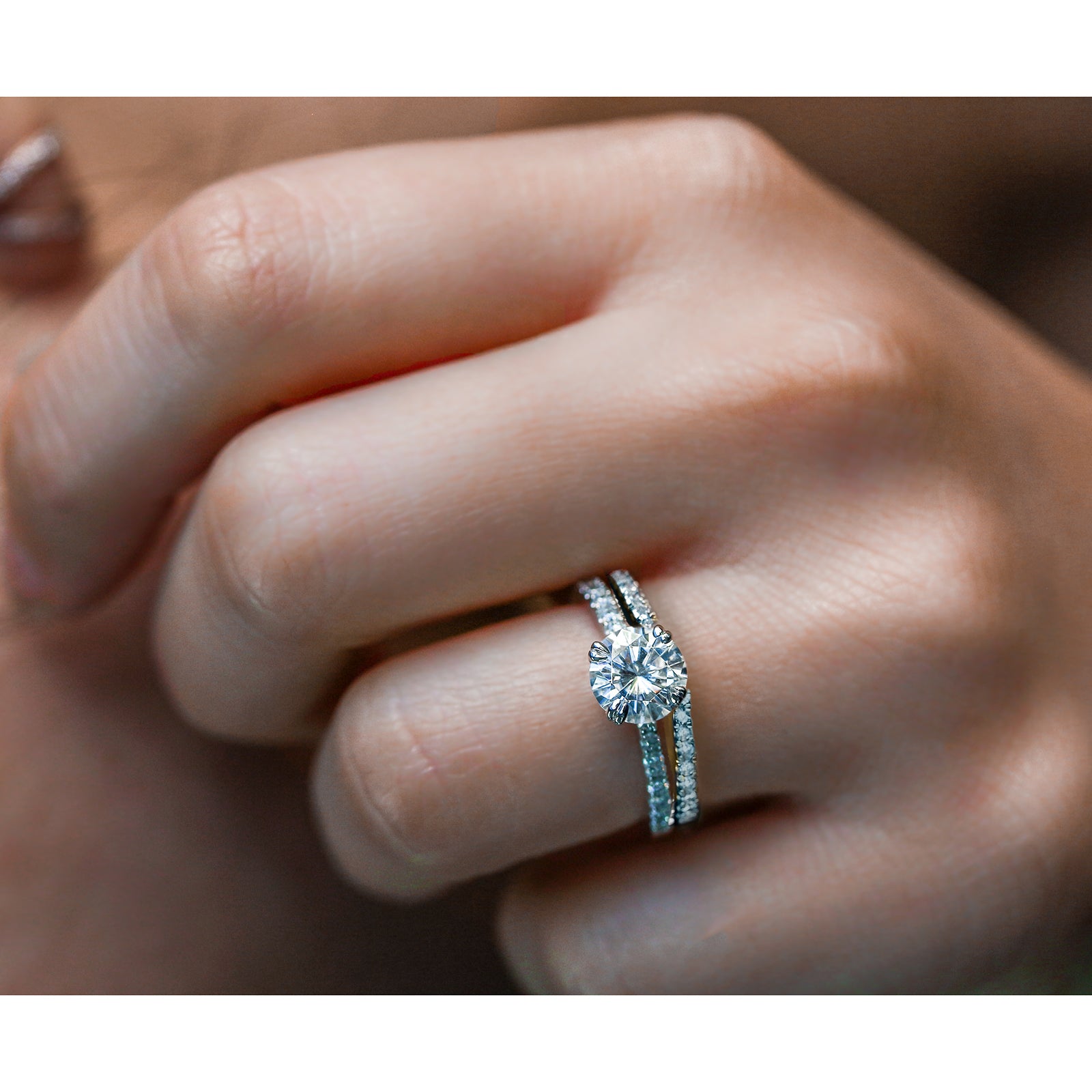1.9 Carat Lab Grown Diamond Tiffany Bridal Set