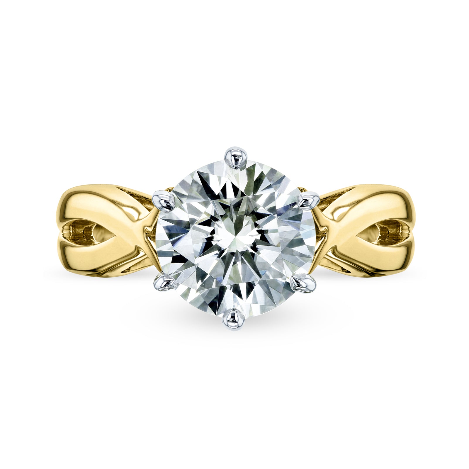 2 Carat Moissanite Crossover Solitaire Ring