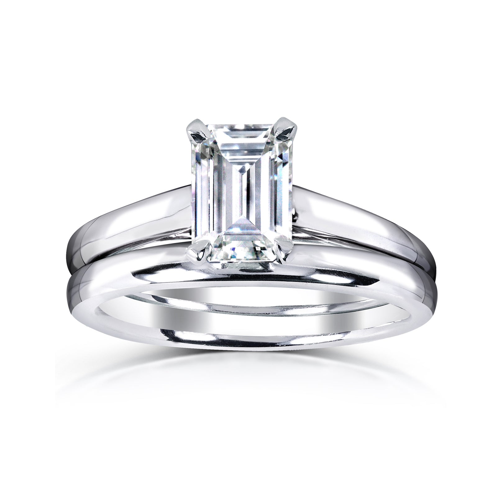 1 Carat Moissanite Solitaire Emerald Vanessa Bridal Set
