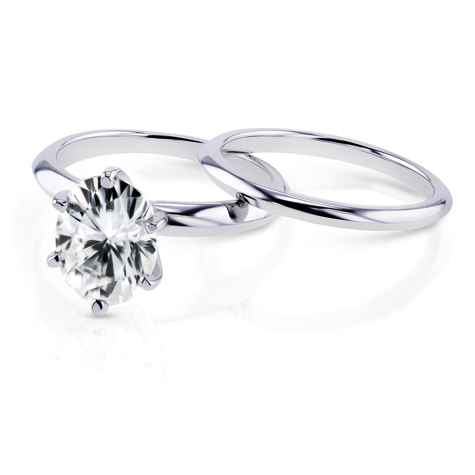 2.1 Carat Moissanite Solitaire 6-Prong Joan Bridal Set - set of 2 rings