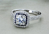 2 Carat Moissanite Sapphire Trim Halo Ring