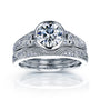Lucille Bridal Set - vintage style filigree etchings with a bezel-set center