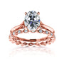 2.5 Carat Moissanite and Natural Diamond Vintage Tomoe Bridal Set - rose gold option