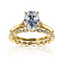 2.5 Carat Moissanite and Natural Diamond Vintage Tomoe Bridal Set - yellow gold option
