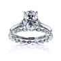 2.5 Carat Moissanite and Natural Diamond Vintage Tomoe Bridal Set - white gold option
