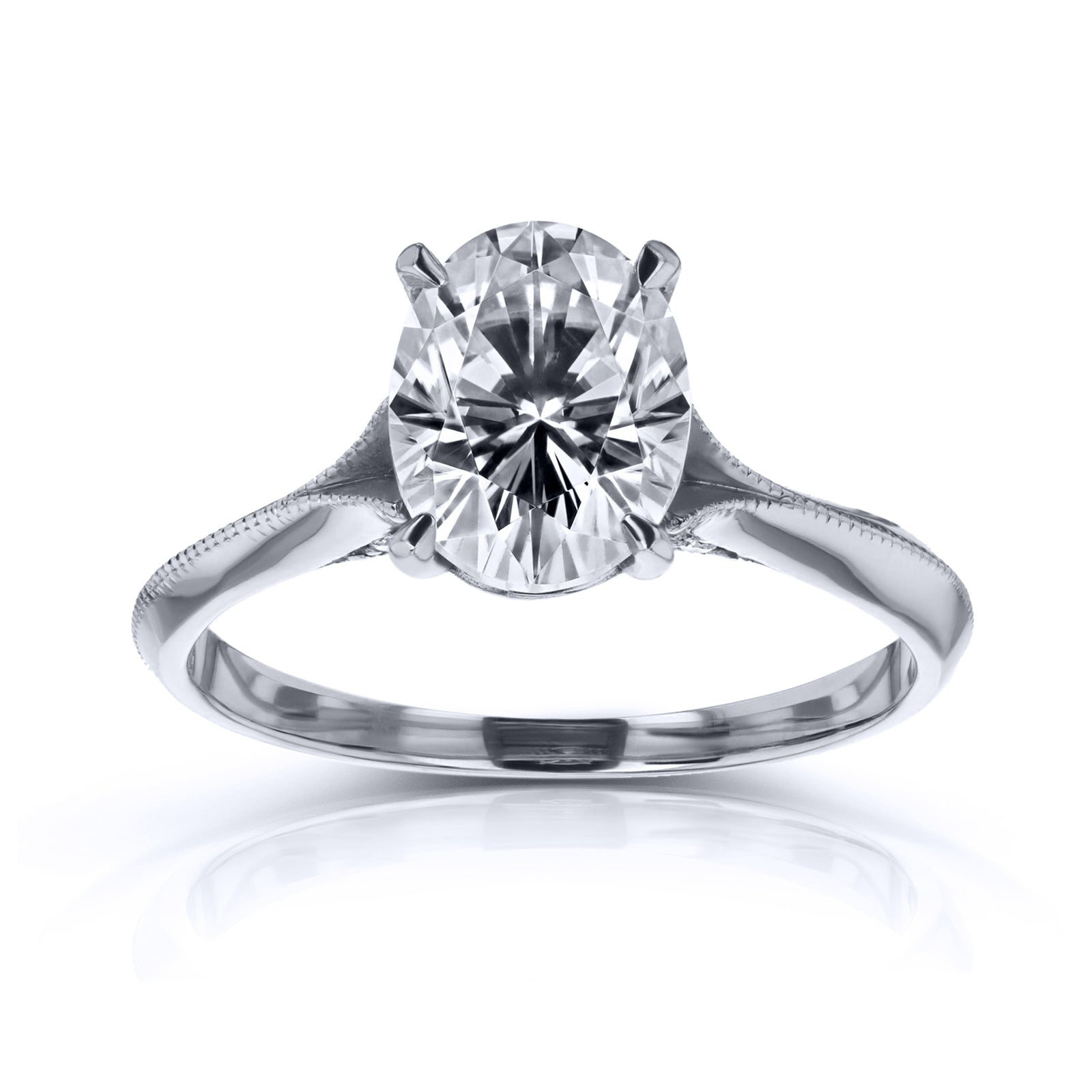 2.15 Carat Moissanite Vintage Tomoe Ring - white gold option