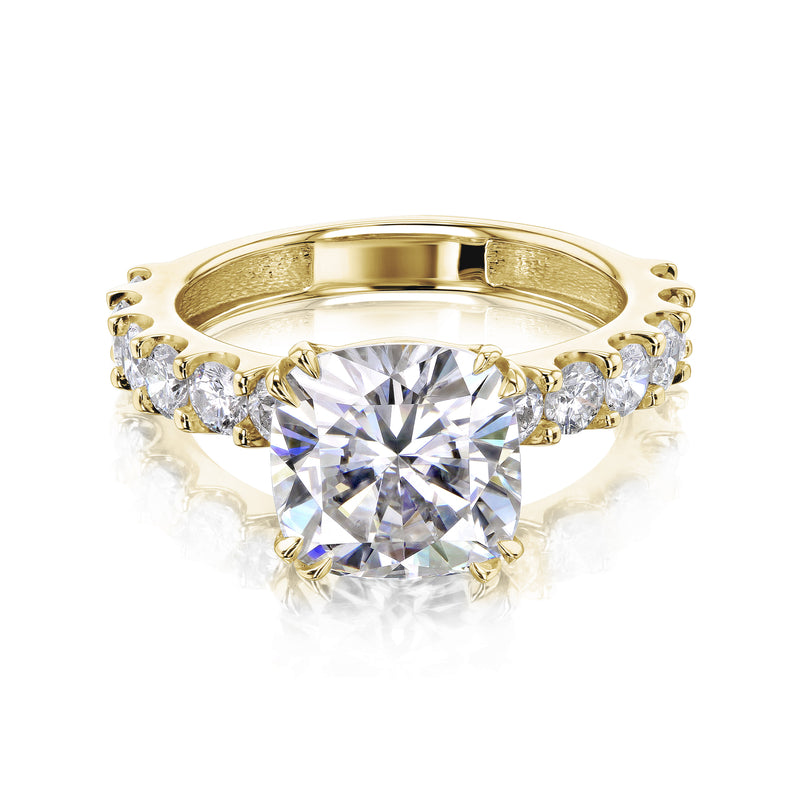 Kobelli Grown - 3.9ct Lorette Ring in Yellow Gold tilted view