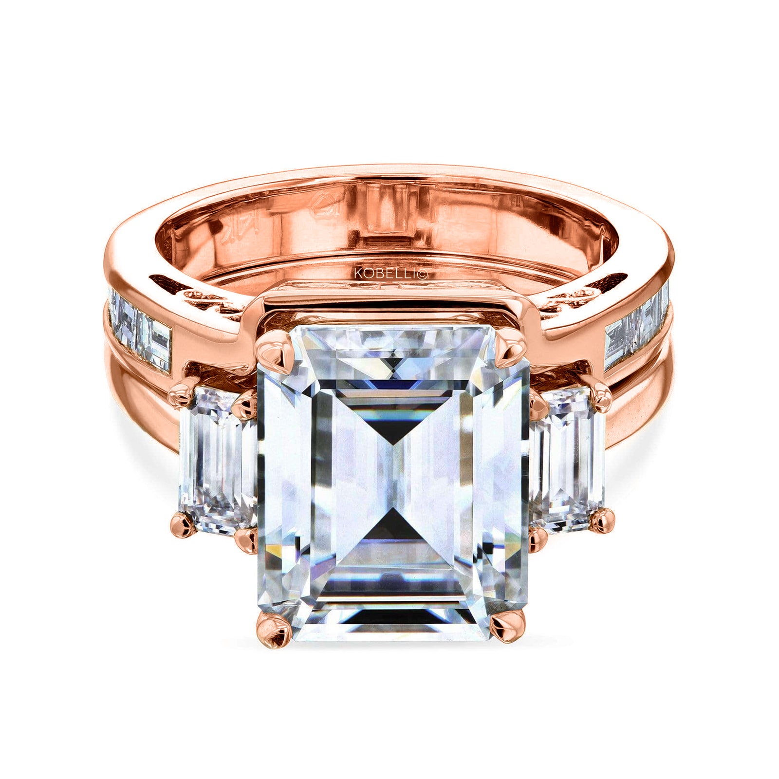 5.9 Carat Moissanite 3-Stone Echo Bridal Set