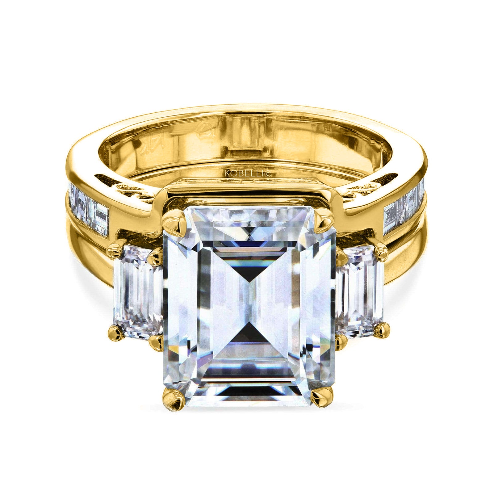 5.9 Carat Moissanite 3-Stone Echo Bridal Set