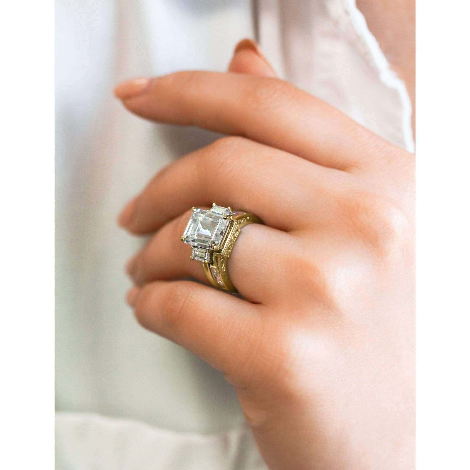 5.9 Carat Moissanite 3-Stone Echo Bridal Set