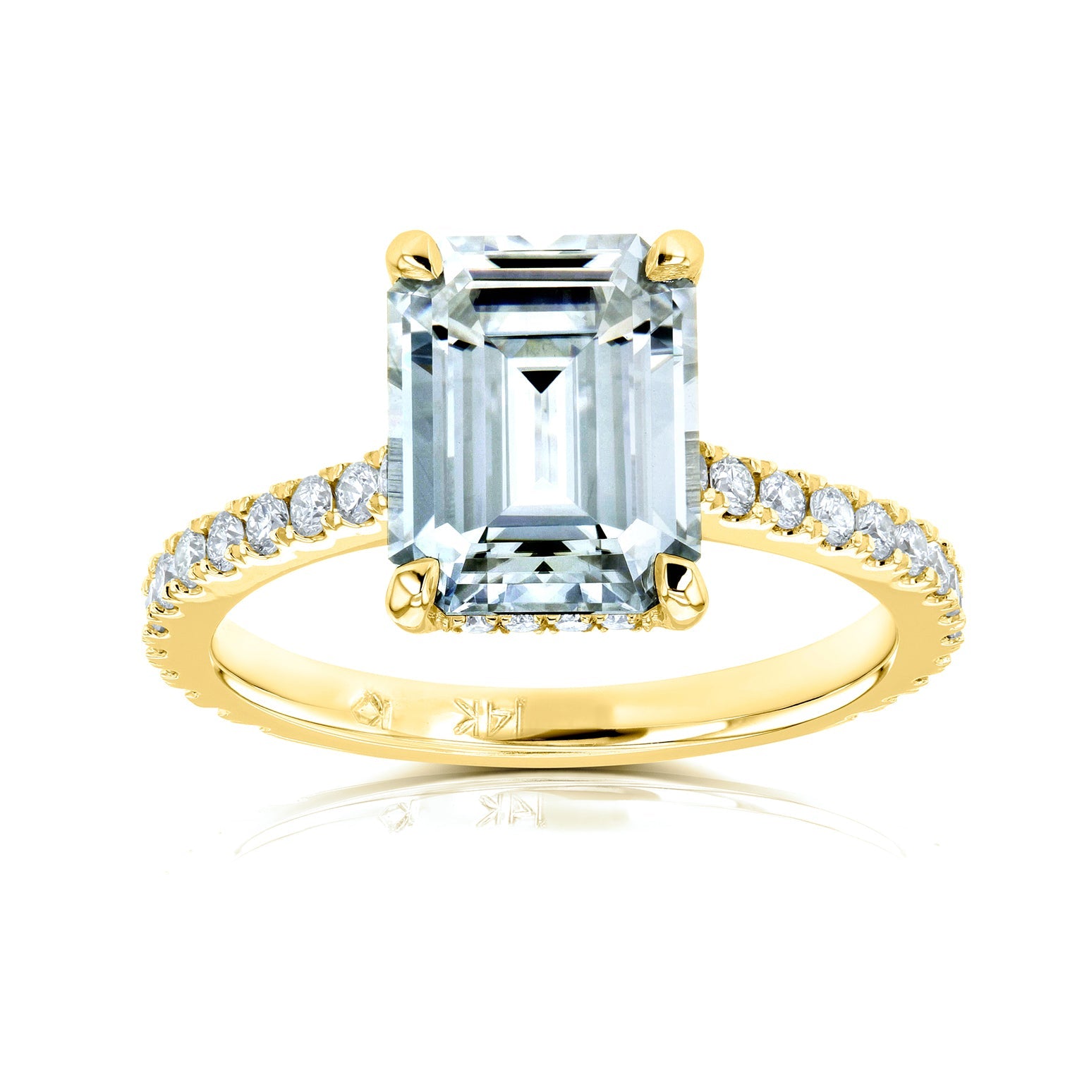Kobelli 2.85 Carat Moissanite Emerald Drop Halo Tully Ring