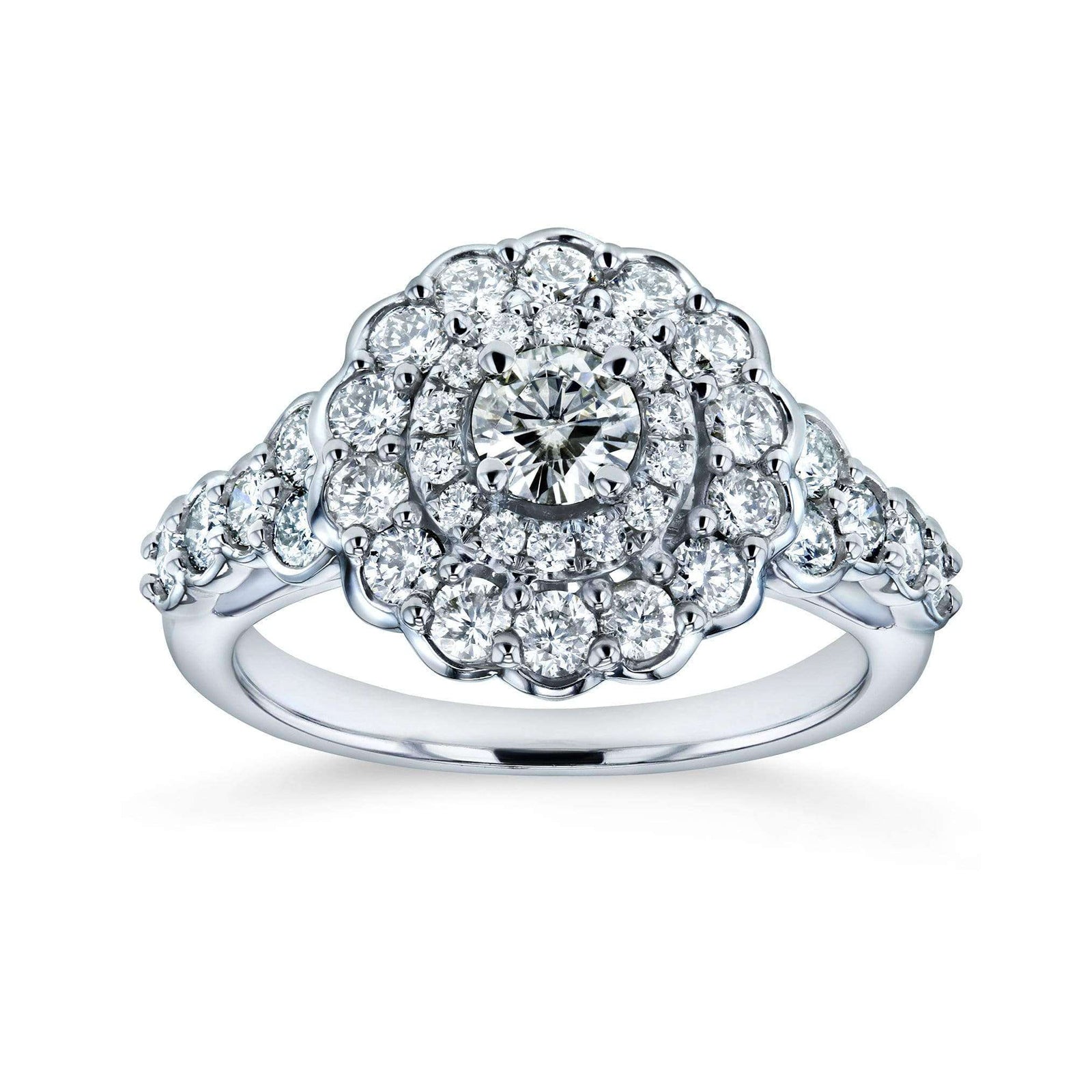 1 Carat Moissanite & Natural Diamond Cluster Rosetta Ring