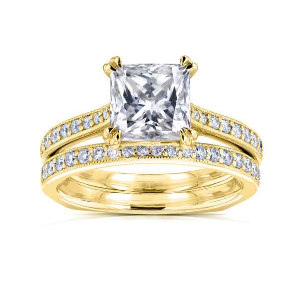 2.25 Carat Moissanite Euro Princess Bridal Set