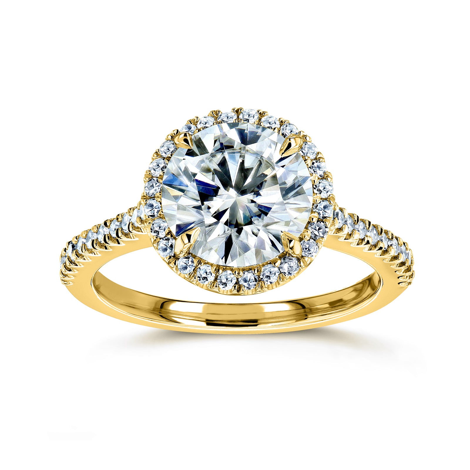 Round Halo Engagement Ring in Yellow Gold