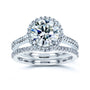 Round Halo Wedding Rings in White Gold - 2 pieces