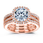 2.4 Carat Lab Grown Diamond Cushion Capri 3pc Bridal Set in Rose Gold