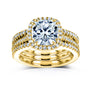 2.4 Carat Lab Grown Diamond Cushion Capri 3pc Bridal Set in Yellow Gold