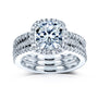 2.4 Carat Lab Grown Diamond Cushion Capri 3pc Bridal Set in White Gold