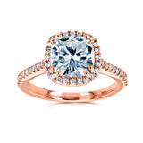 cushion halo engagement ring in rose gold