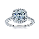 cushion halo engagement ring in white gold