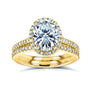 Oval Halo 2pc Bridal Set in Yellow Gold - stacked