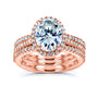 Oval Halo 3pc Bridal Set in Rose Gold - stacked