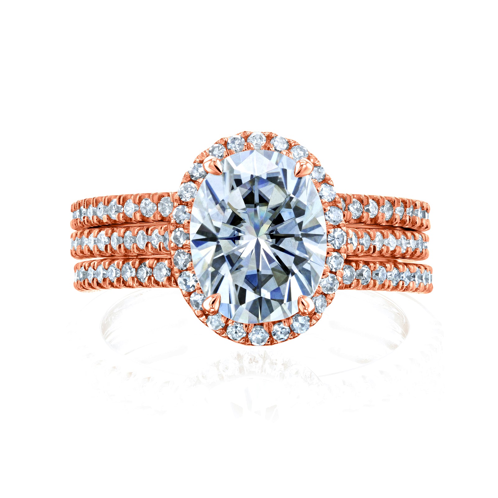 2.5 Carat Moissanite Oval 3pc Capri Bridal Set