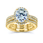Oval Halo 3pc Bridal Set in Yellow Gold - stacked