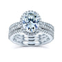 Oval Halo 3pc Bridal Set in White Gold - stacked