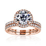 2.2 Carat Lab Grown Diamond Floating Halo Bridal Set in Rose Gold