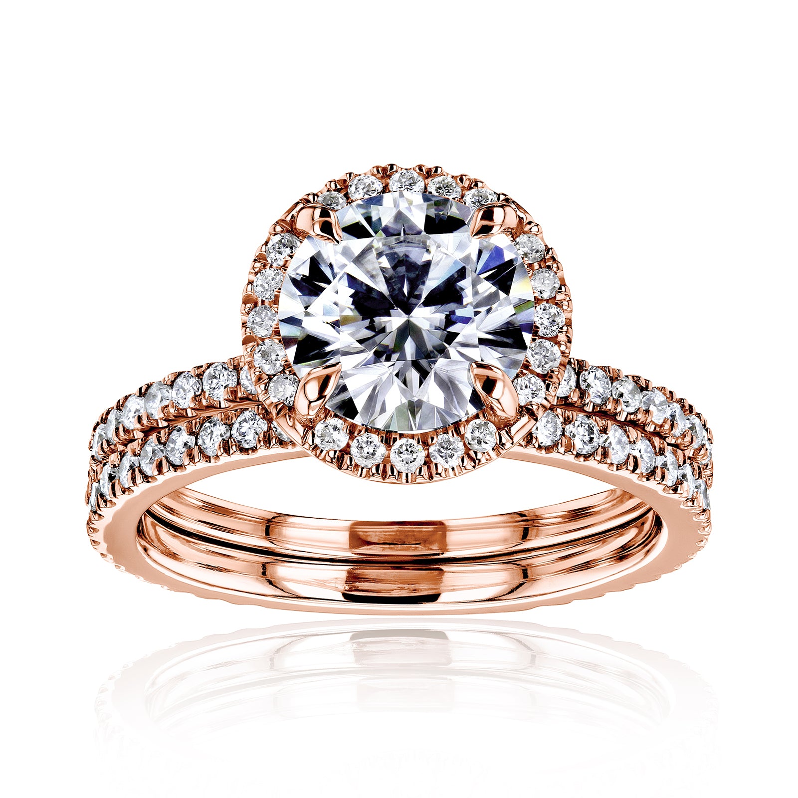 2.2 Carat Lab Grown Diamond Floating Halo Bridal Set in Rose Gold