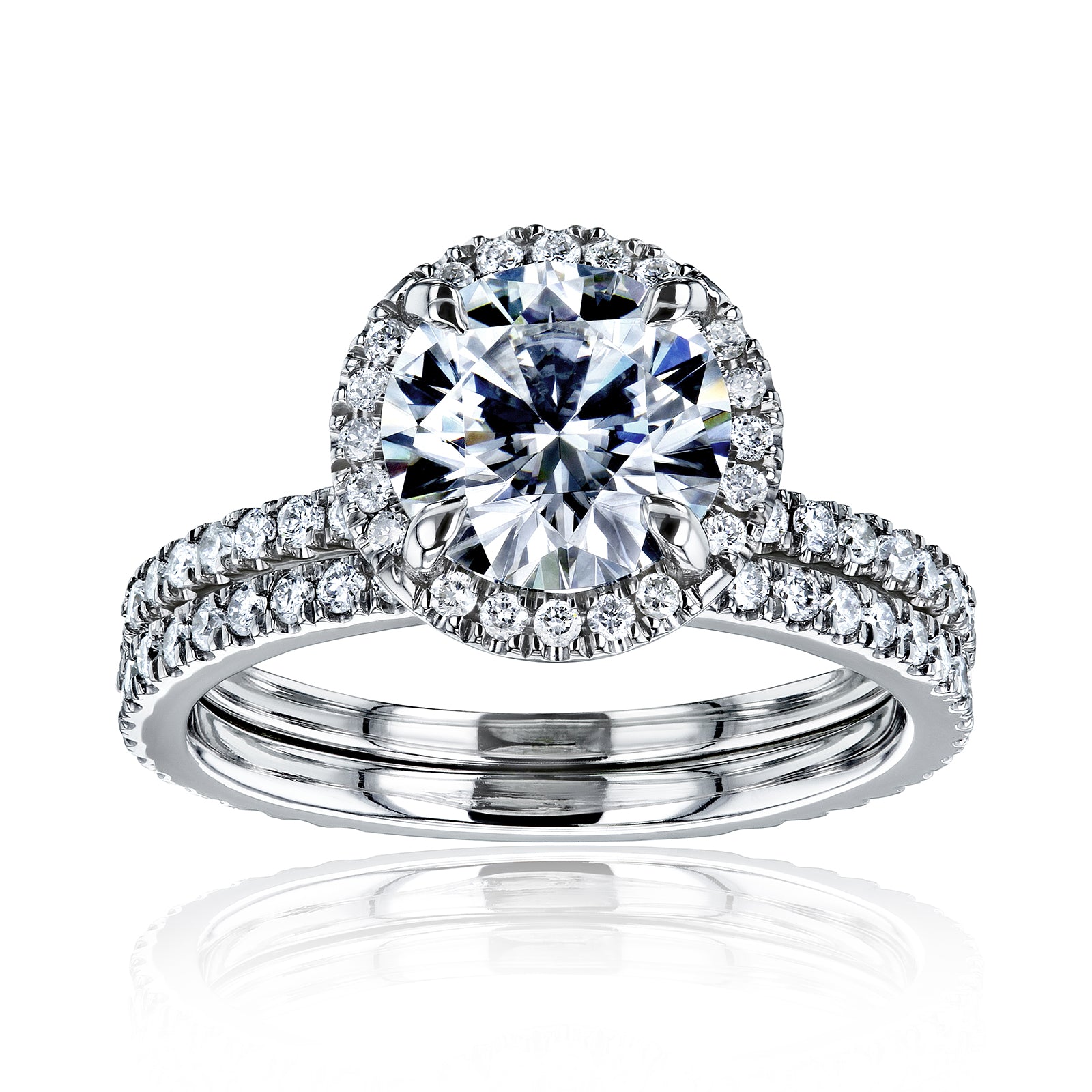 2.2 Carat Lab Grown Diamond Floating Halo Bridal Set in White Gold
