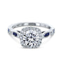 Round Halo Sapphire Scallop Ring