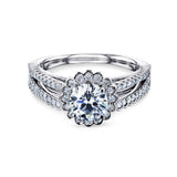 1.5 Carat Moissanite Scalloped Halo Ring