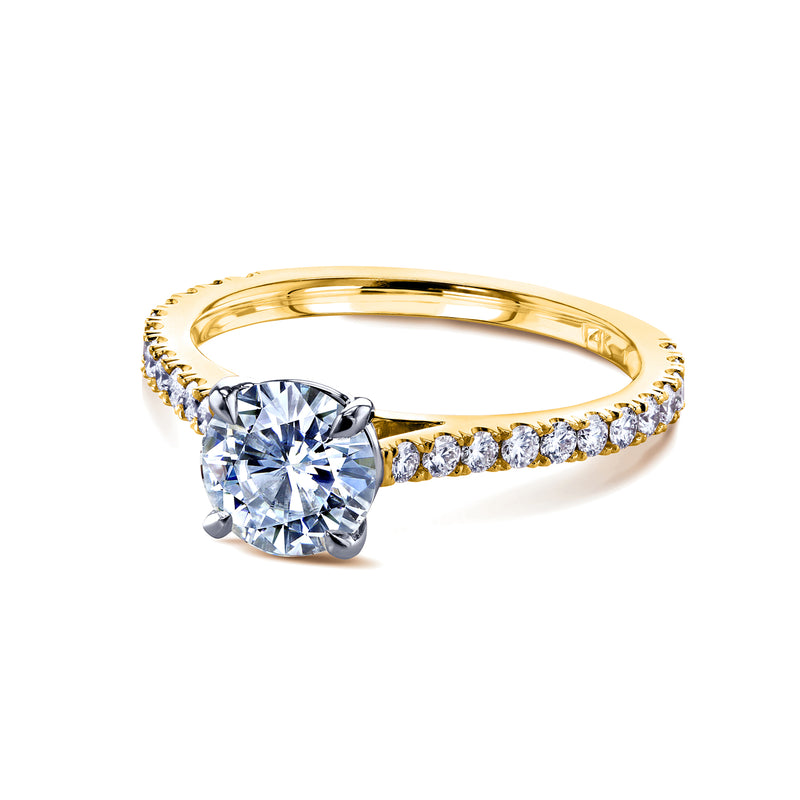 1ct Forever One Moissanite Peg Cathedral Gold Ring