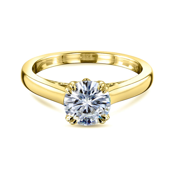 Solitaire Engagement Ring with Filigree Decoration Under Center Stone