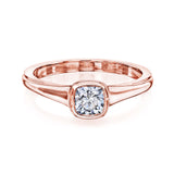 Half Carat Cushion Bezel Ring in Rose Gold