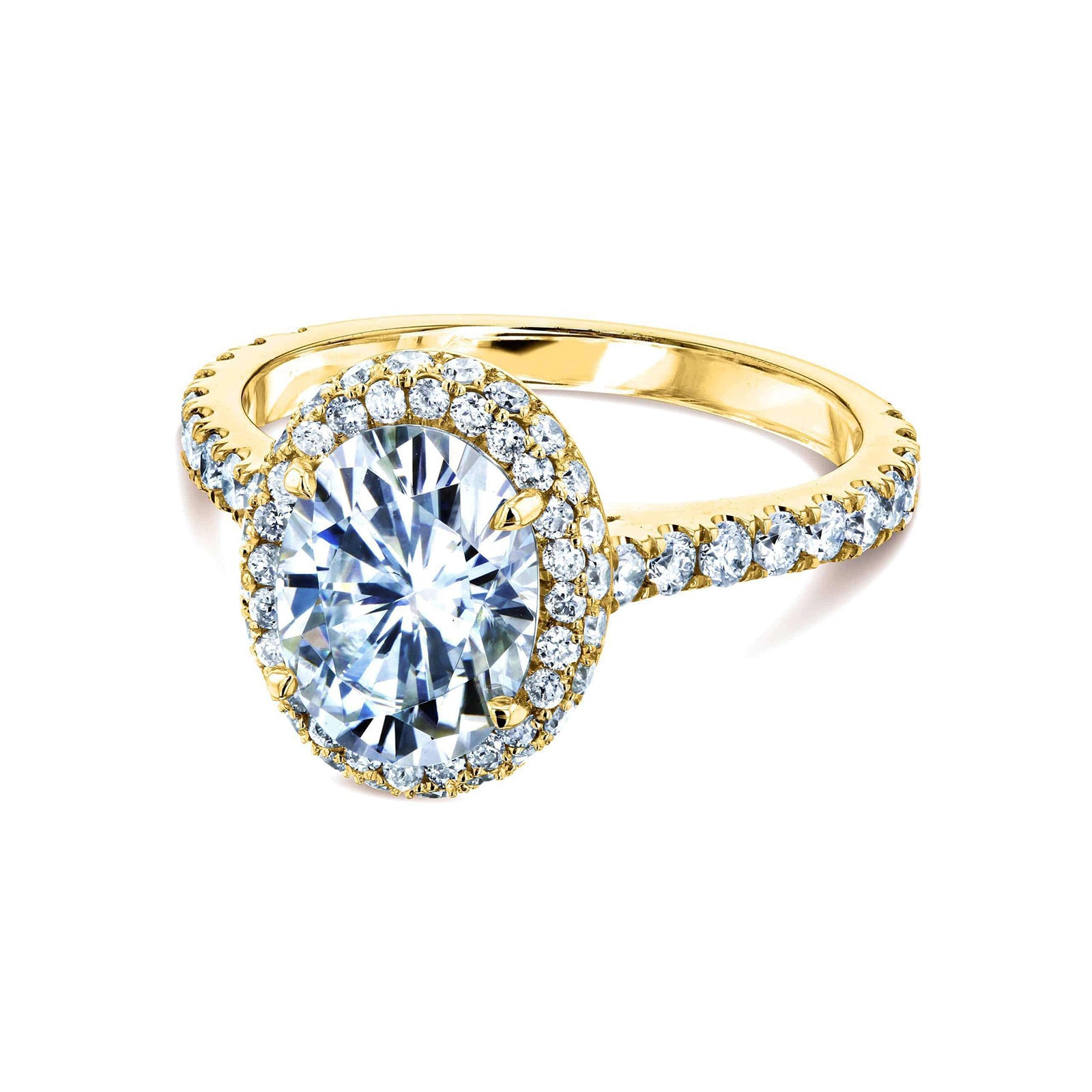 2.8 Carat Moissanite and Natural Diamond Ornate Basket Ring - yellow gold option