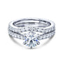 Kobelli 6-Prong Round Stone Over Near Eternity Bands in White Gold - Wedding band contours to orbit around the low-set center stone
