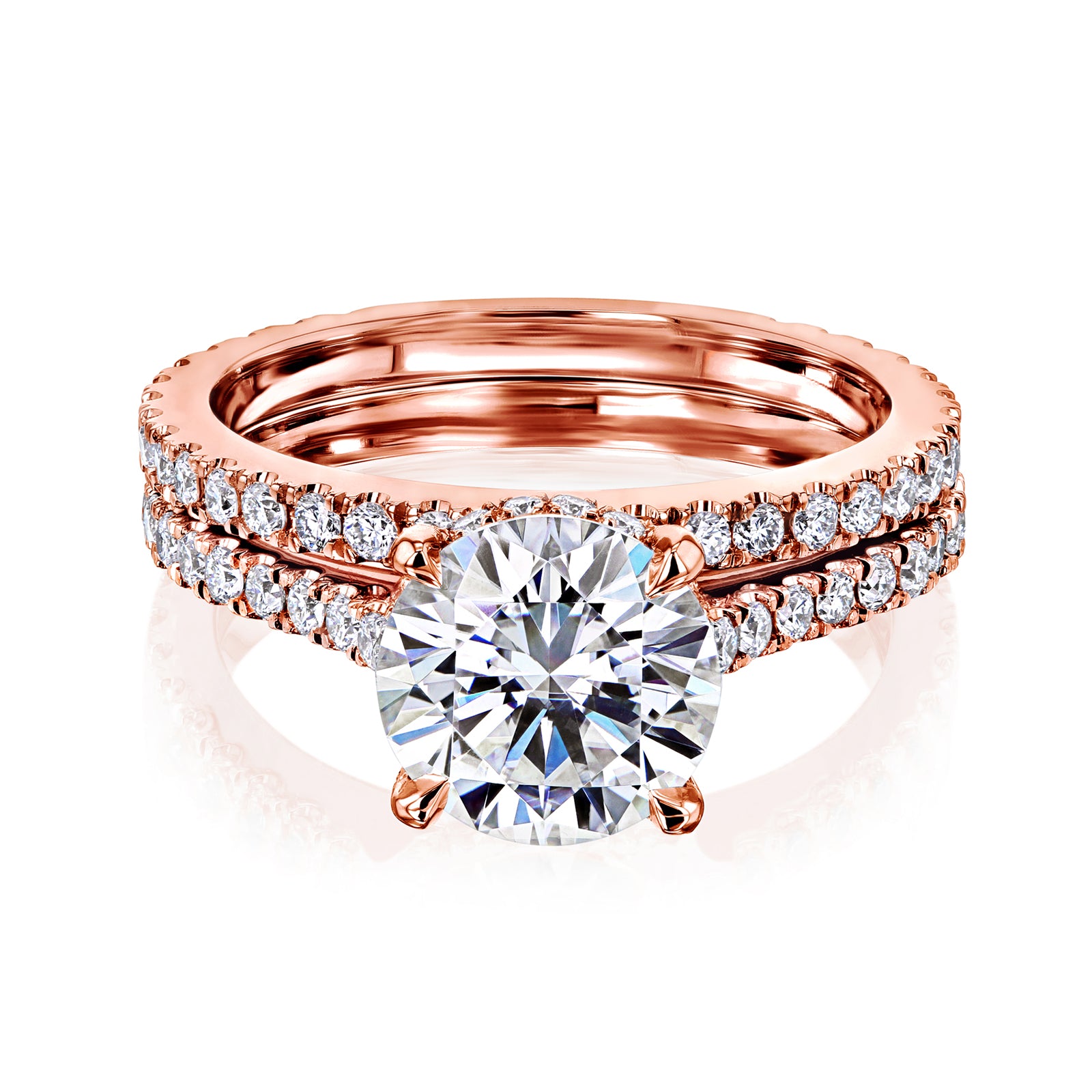 2.88 Carat Moissanite Vietta Bridal Set in Rose Gold
