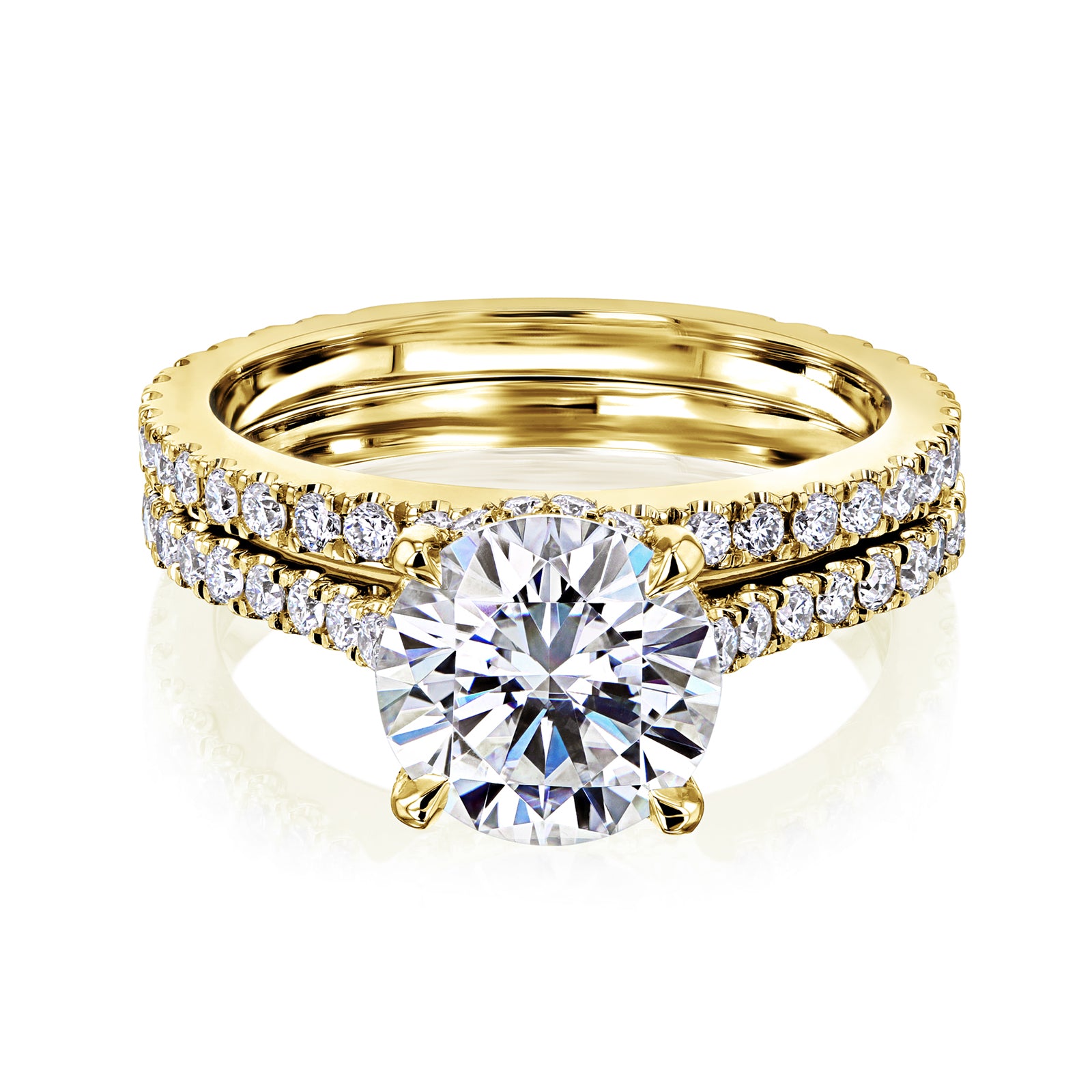 2.88 Carat Moissanite Vietta Bridal Set in Yellow Gold