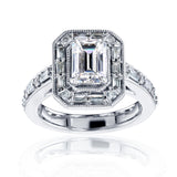 1.4 Carat Moissanite Emerald Daisy Ring