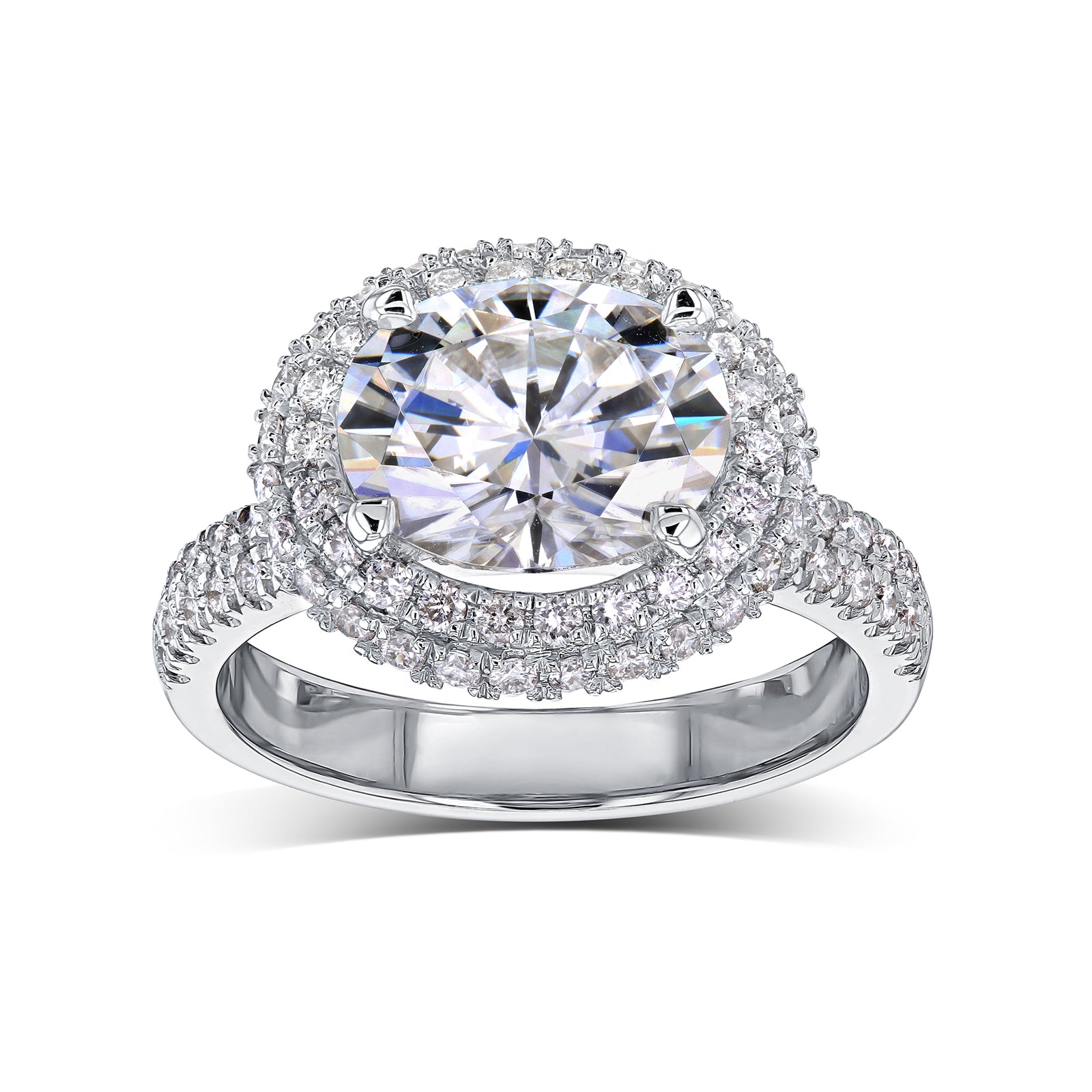 Kobelli East West Double Halo Statement Ring in White Gold